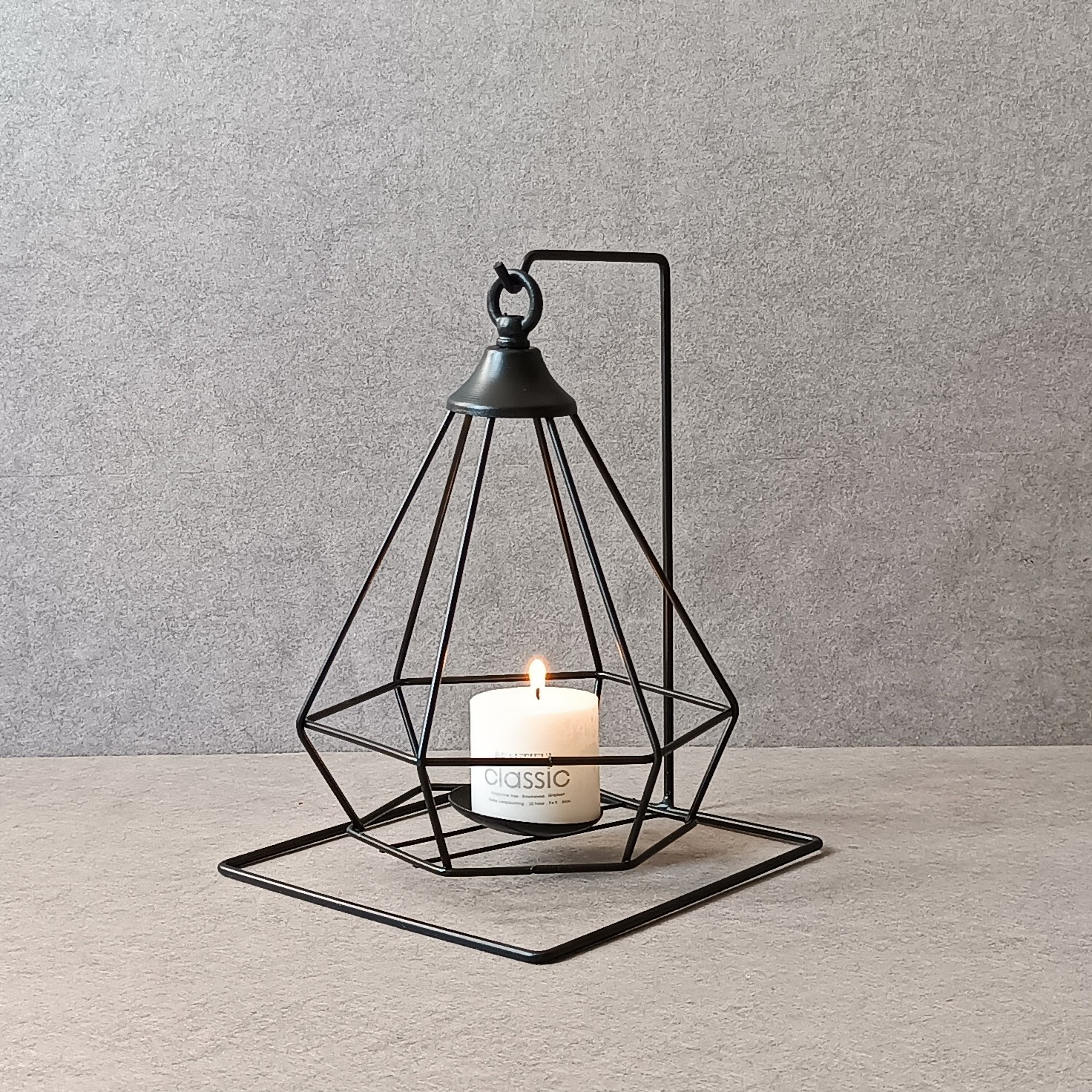 جاشمعی فلزی مشکی گژک مدل فانوسی