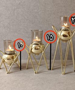 جاشمعی فلزی طلایی سه شعله گژک طرح لاله