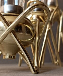 جاشمعی فلزی طلایی سه شعله گژک طرح لاله