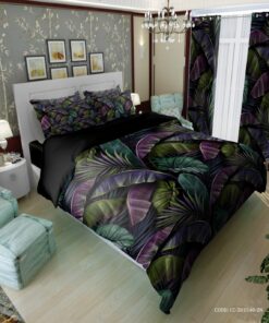 روتختی زمینه مشکی با طرح برگ های هاوایی رنگارنگ تم دارک