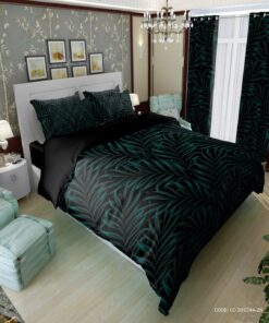 سرویس روتختی مشکی طرح هاوایی با برگ های بامبو