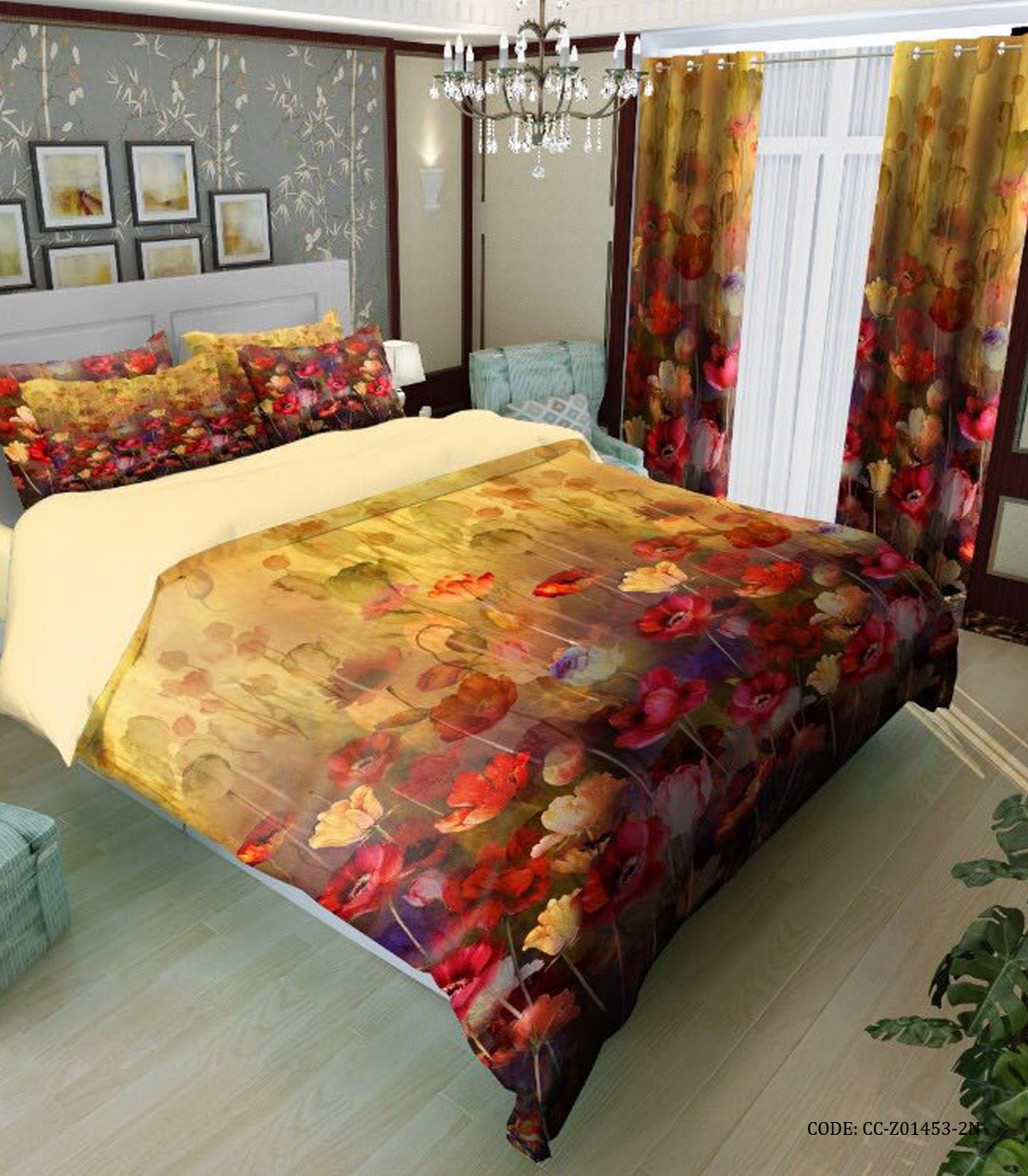 سرویس لحاف روتختی دوختدار طرح گل مدل دشت شقایق