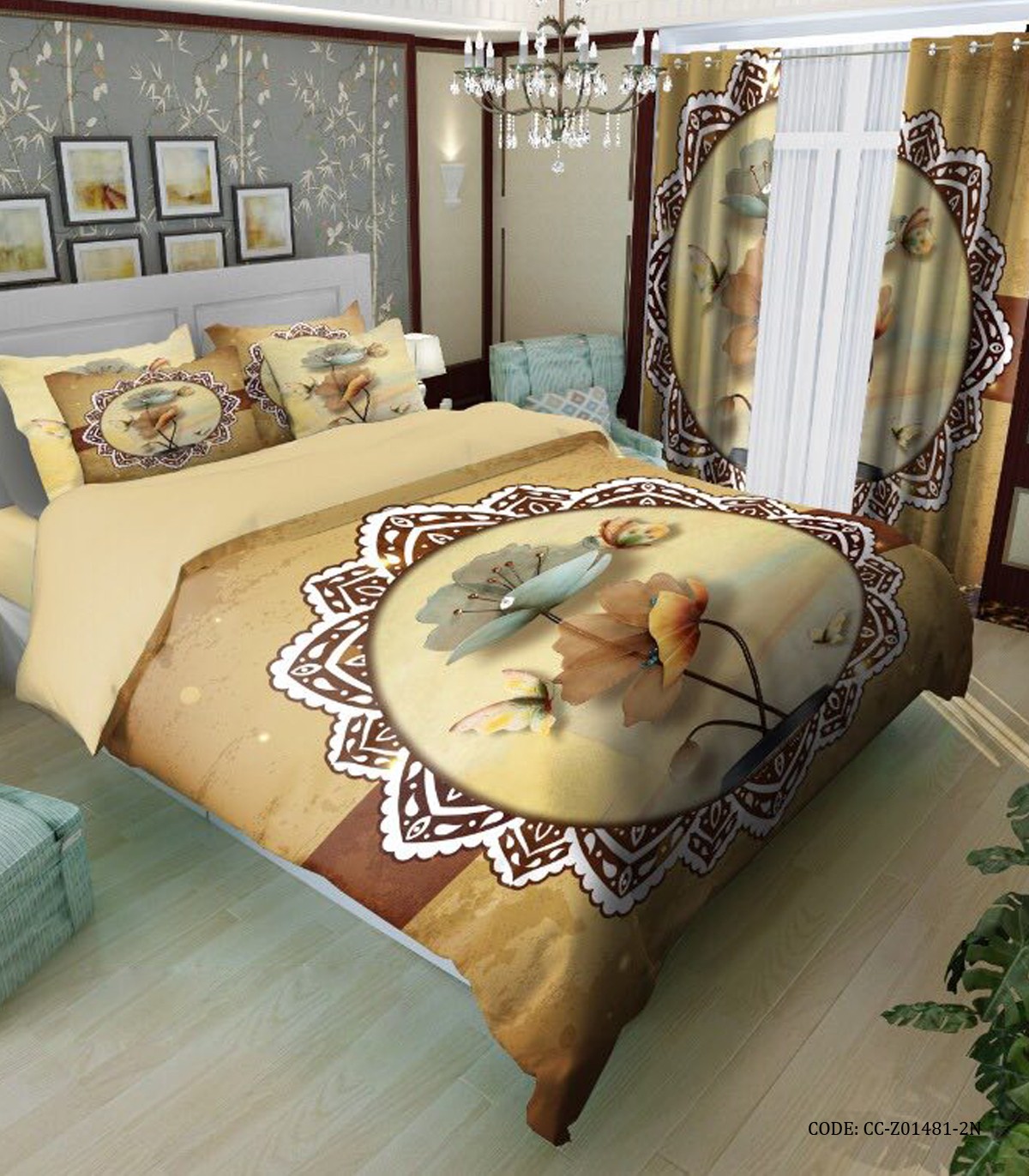 سرویس روتختی لحاف دوخت دار یک نفره و دو نفره طرح گل مدل آراس