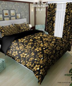 سرویس روتختی لوکس مشکی طلایی مدل شایلی