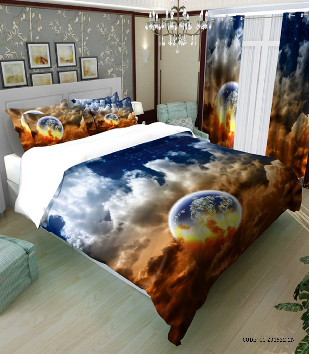 سرویس روتختی سه بعدی دو نفره و یک نفره طرح ماه کامل در ابر