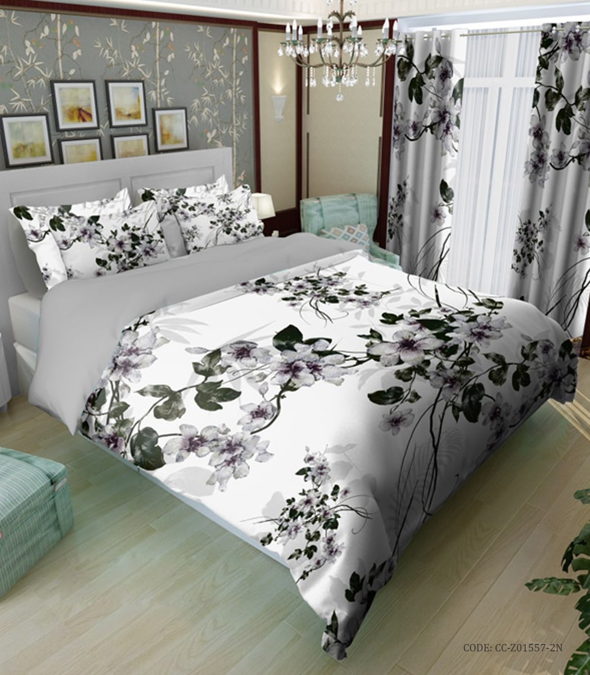 سرویس روتختی دو نفره و یکنفره طرح گل مدل سلین