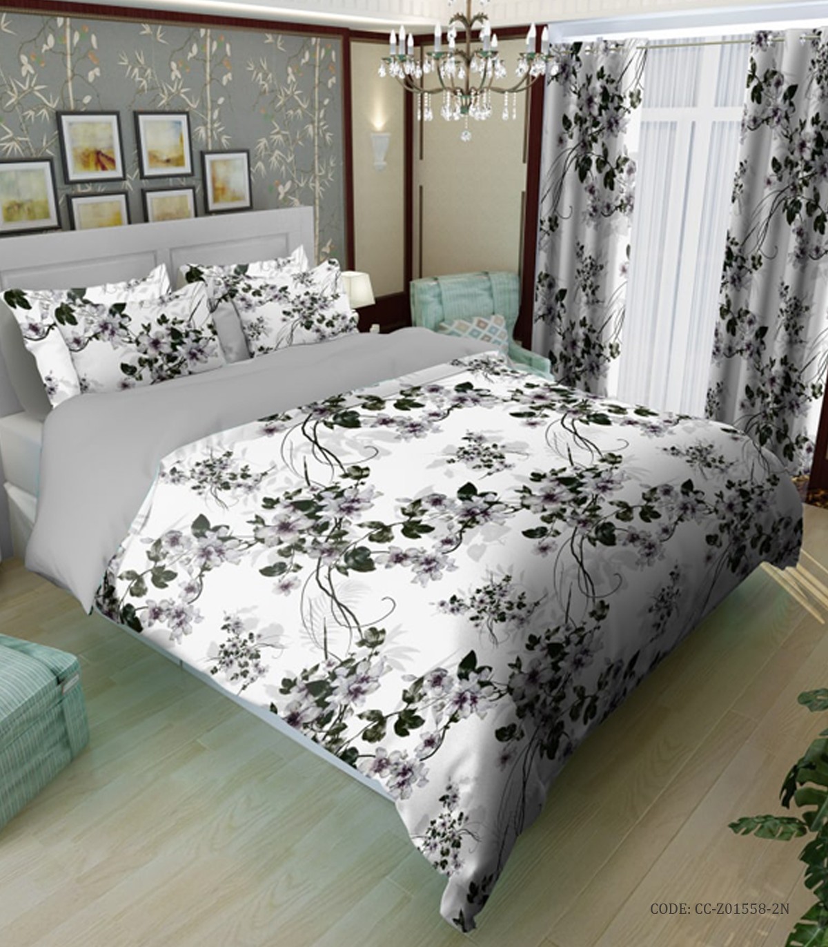 سرویس روتختی دو نفره و یکنفره طرح گل مدل ژالین