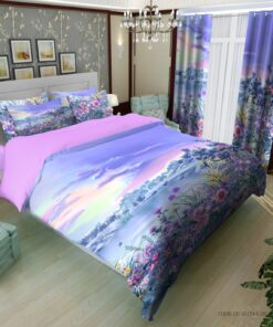 سرویس لحاف روتختی یاسی بنفش طرح دشت گل