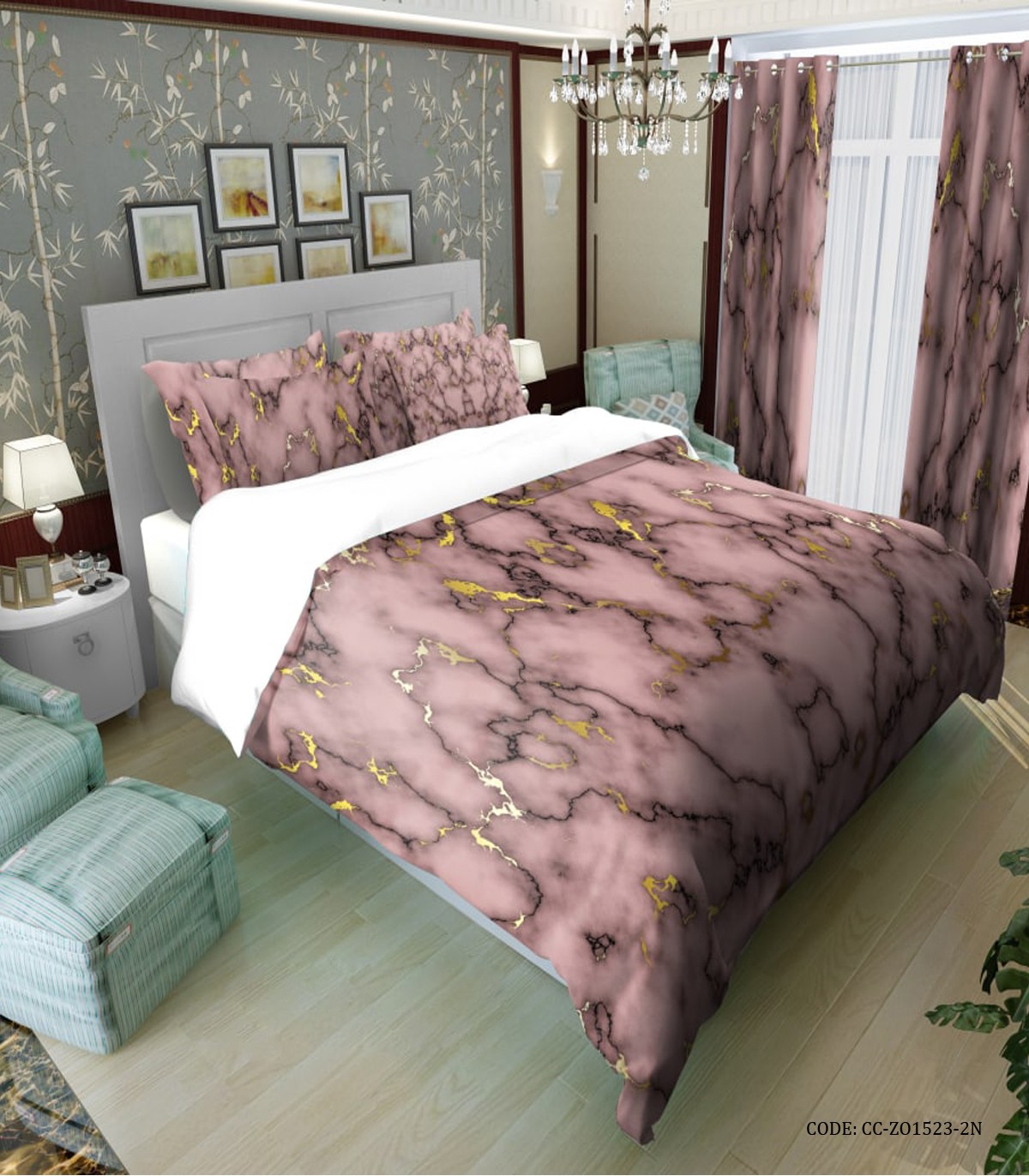 سرویس لحاف روتختی ساده طرح سنگ مرمر صورتی