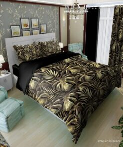 روتختی طرح هاوایی برگ انجیزی مشکی طلایی