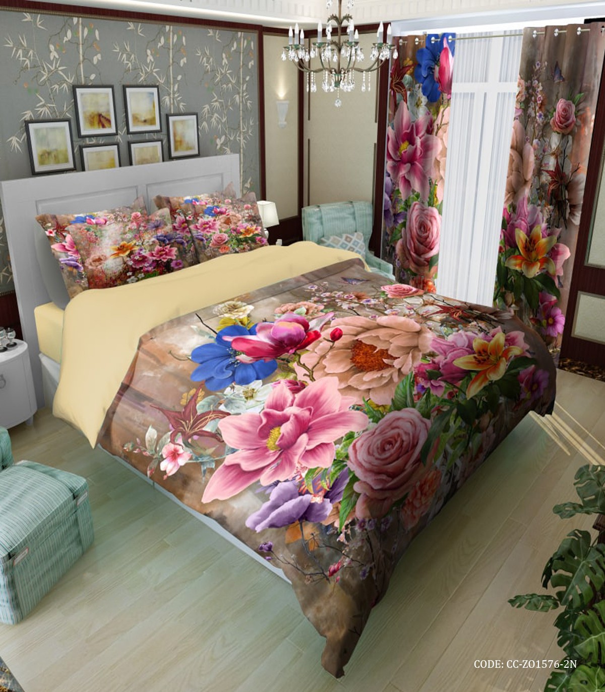 سرویس روتختی دو نفره و یک نفره طرح گل مدل سیران