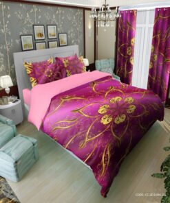 سرویس لحاف روتختی سرخابی طلایی طرح دلینا