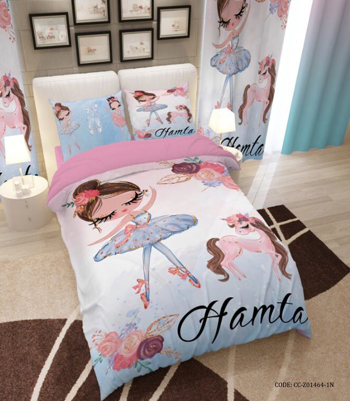 سرویس روتختی دخترانه طرح دختر با لباس چین دار مدل Hamta