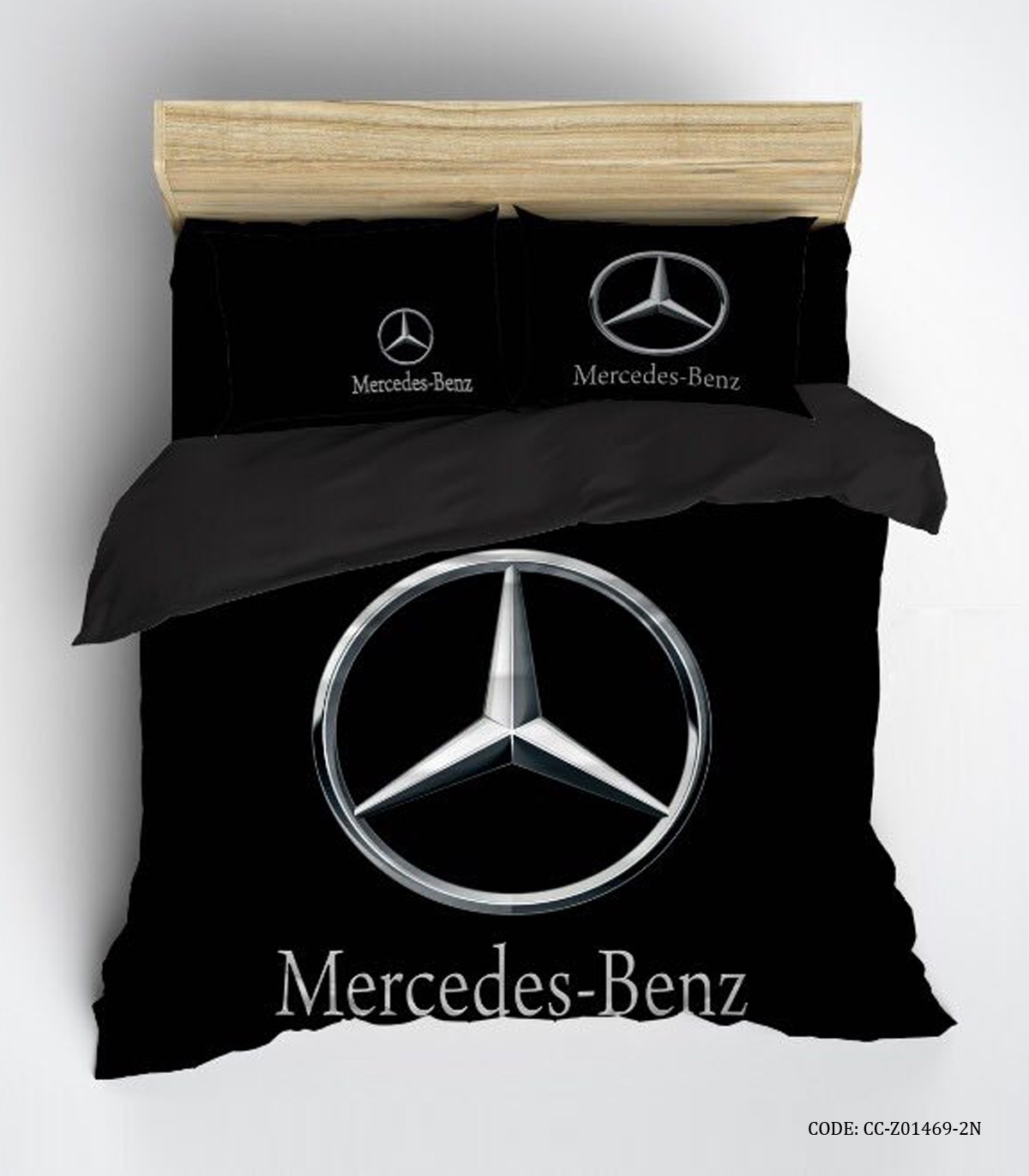 سرویس لحاف روتختی پسرانه مشکی طرح آرم بنز