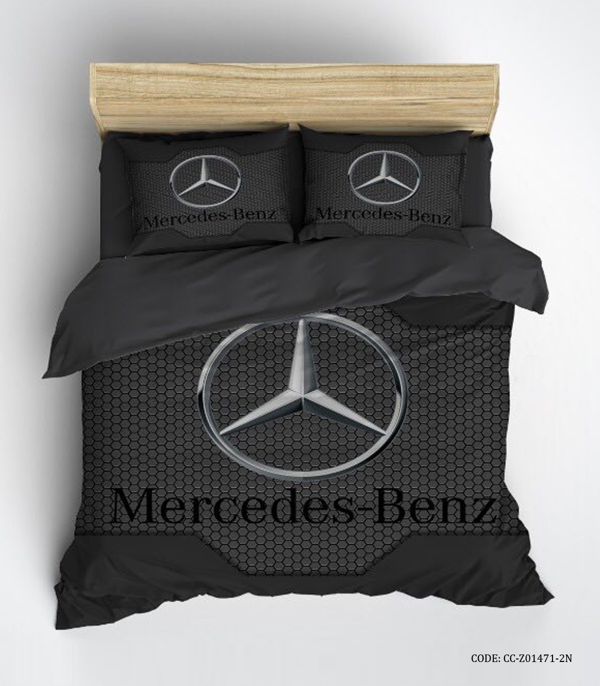 سرویس لحاف روتختی پسرانه مشکی طرح آرم بنز