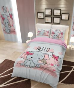 روتختی دخترانه بچه گانه با طرح فیل مدل Hello