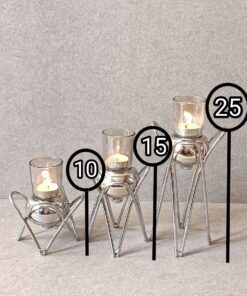 جاشمعی فلزی نقره ای سه شعله گژک طرح لاله