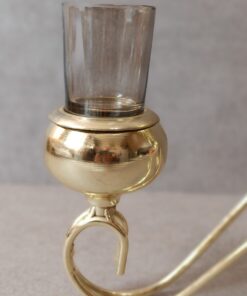 جا شمعی فلزی طلایی سه شعله گژک مدل کالسکه