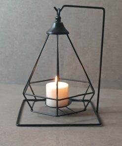 جاشمعی فلزی مشکی گژک مدل فانوسی