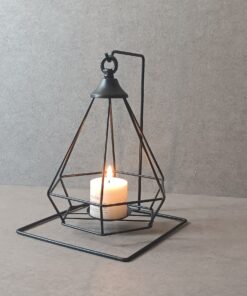 جاشمعی فلزی مشکی گژک مدل فانوسی