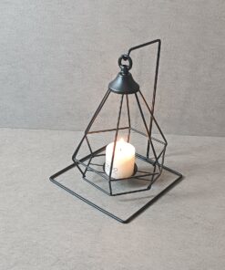 جاشمعی فلزی مشکی گژک مدل فانوسی