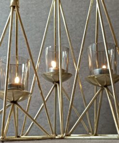 جاشمعی فلزی طلایی سه شعله گژک مدل سرخپوستی