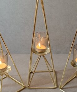 جاشمعی فلزی طلایی سه شعله گژک مدل سرخپوستی