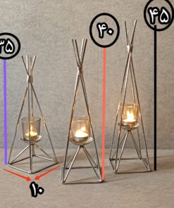 جاشمعی فلزی طلایی سه شعله گژک مدل سرخپوستی