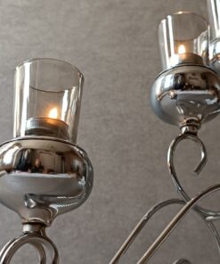 جاشمعی فلزی نقره ای سه شعله گژک مدل کالسکه 