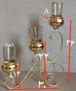 جاشمعی فلزی نقره ای سه شعله گژک مدل کالسکه 