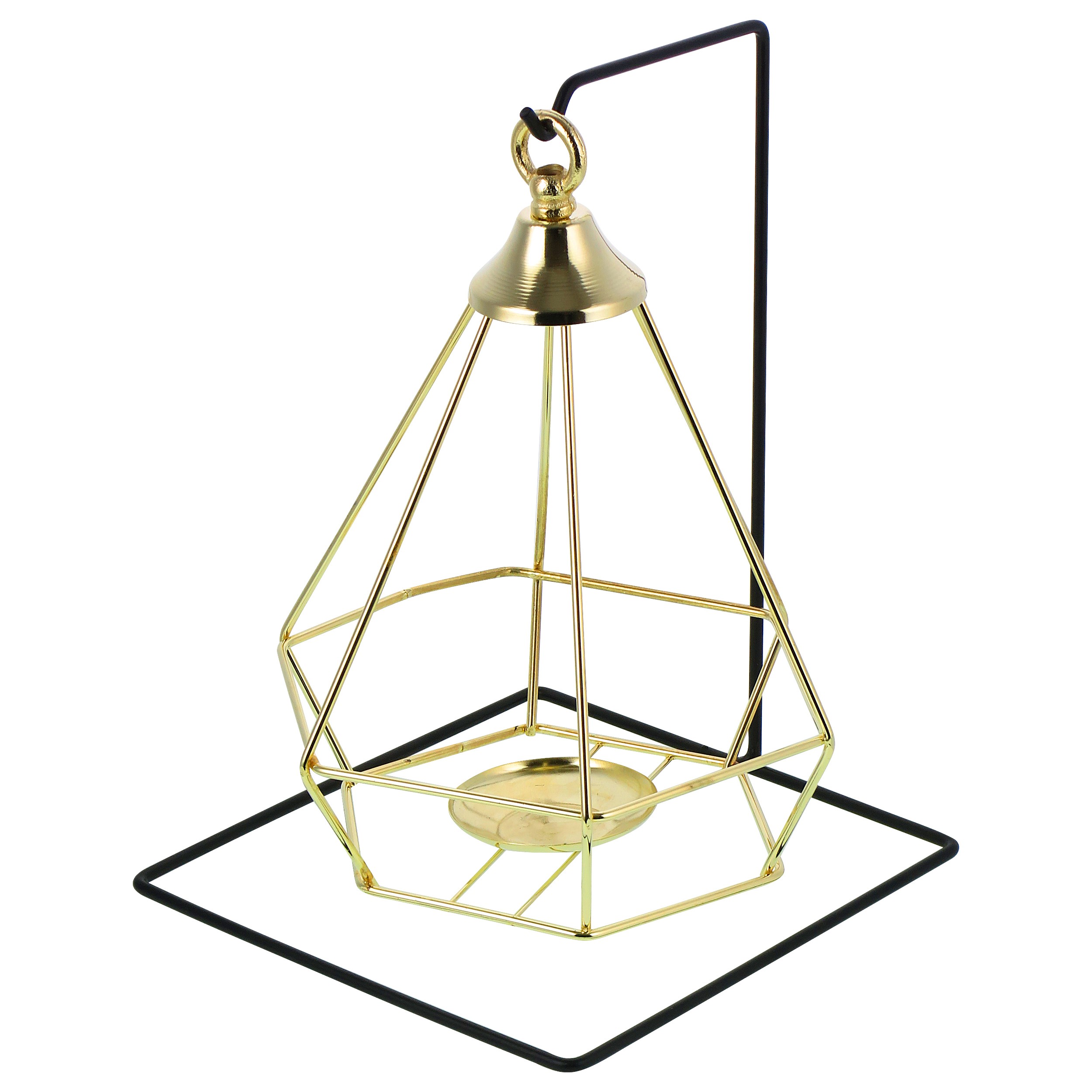 جاشمعی فلزی مشکی طلایی گژک مدل فانوسی