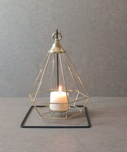 جاشمعی فلزی مشکی طلایی گژک مدل فانوسی