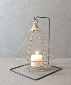 جاشمعی فلزی مشکی طلایی گژک مدل فانوسی