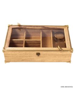 جعبه تی بگ و نسکافه چوبی لوکس 6 خانه مدل آریانا