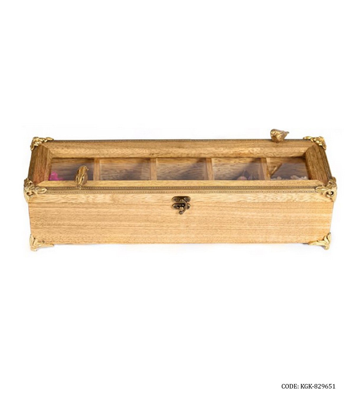 جعبه چوبی تی بگ لوکس 4 خانه مدل لیدیا