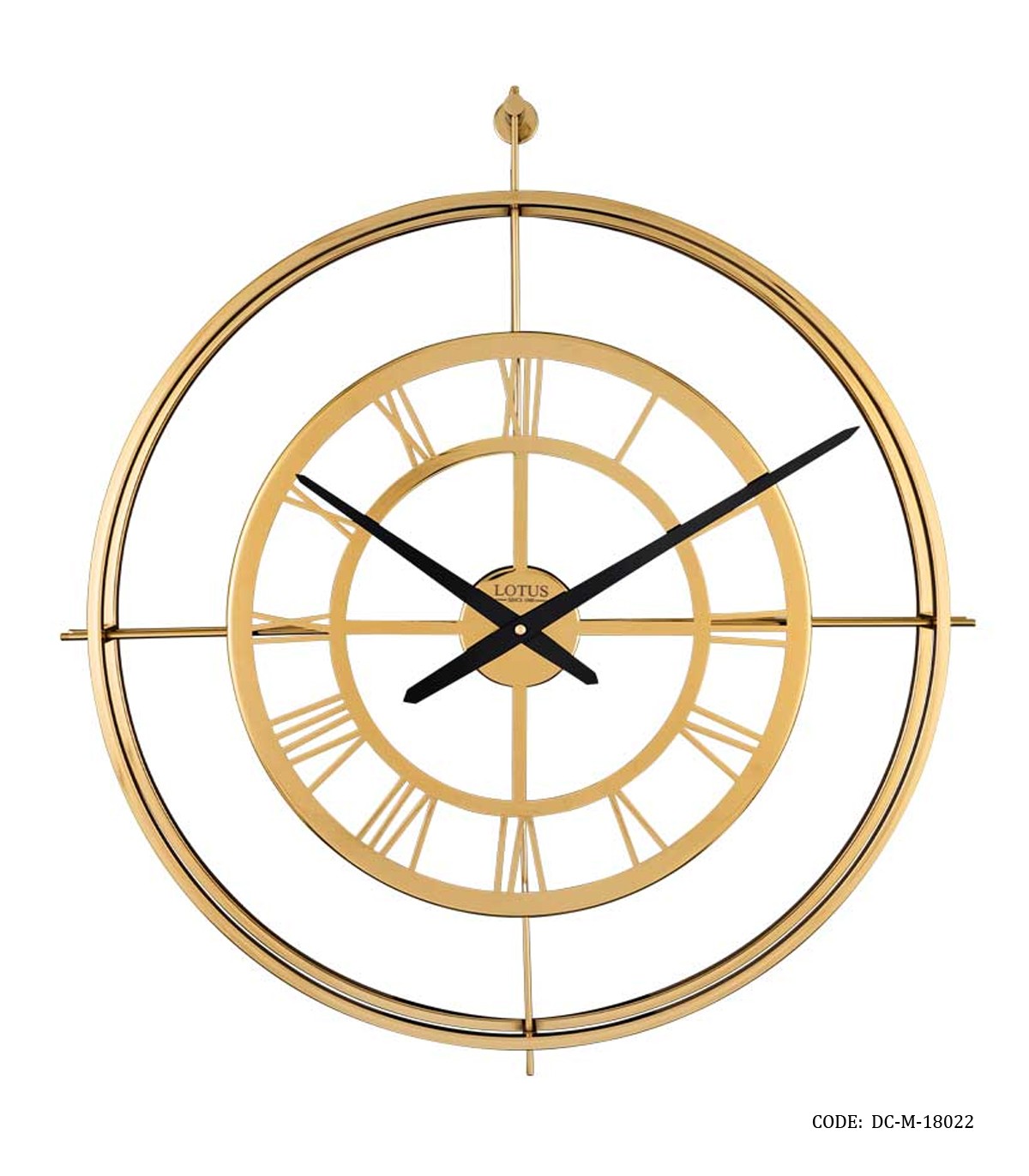 ساعت دیواری مدرن گرد فلزی لوتوس مدل HEINRICH طلایی