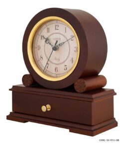 ساعت رومیزی چوبی لوکس کشودار لوتوس مدل DARCY قهوه ای