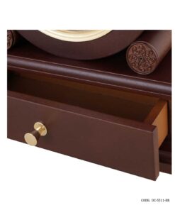 ساعت رومیزی چوبی لوکس کشودار لوتوس مدل DARCY قهوه ای