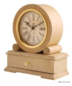 ساعت رومیزی چوبی لوکس کشودار لوتوس مدل DARCY نسکافه ای