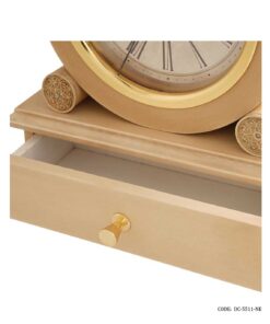 ساعت رومیزی چوبی لوکس کشودار لوتوس مدل DARCY نسکافه ای