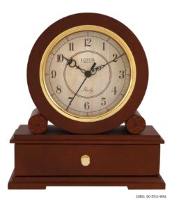 ساعت رومیزی چوبی لوکس کشودار لوتوس مدل DARCY فندقی