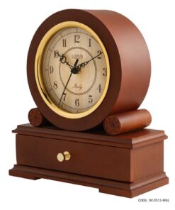 ساعت رومیزی چوبی لوکس کشودار لوتوس مدل DARCY فندقی