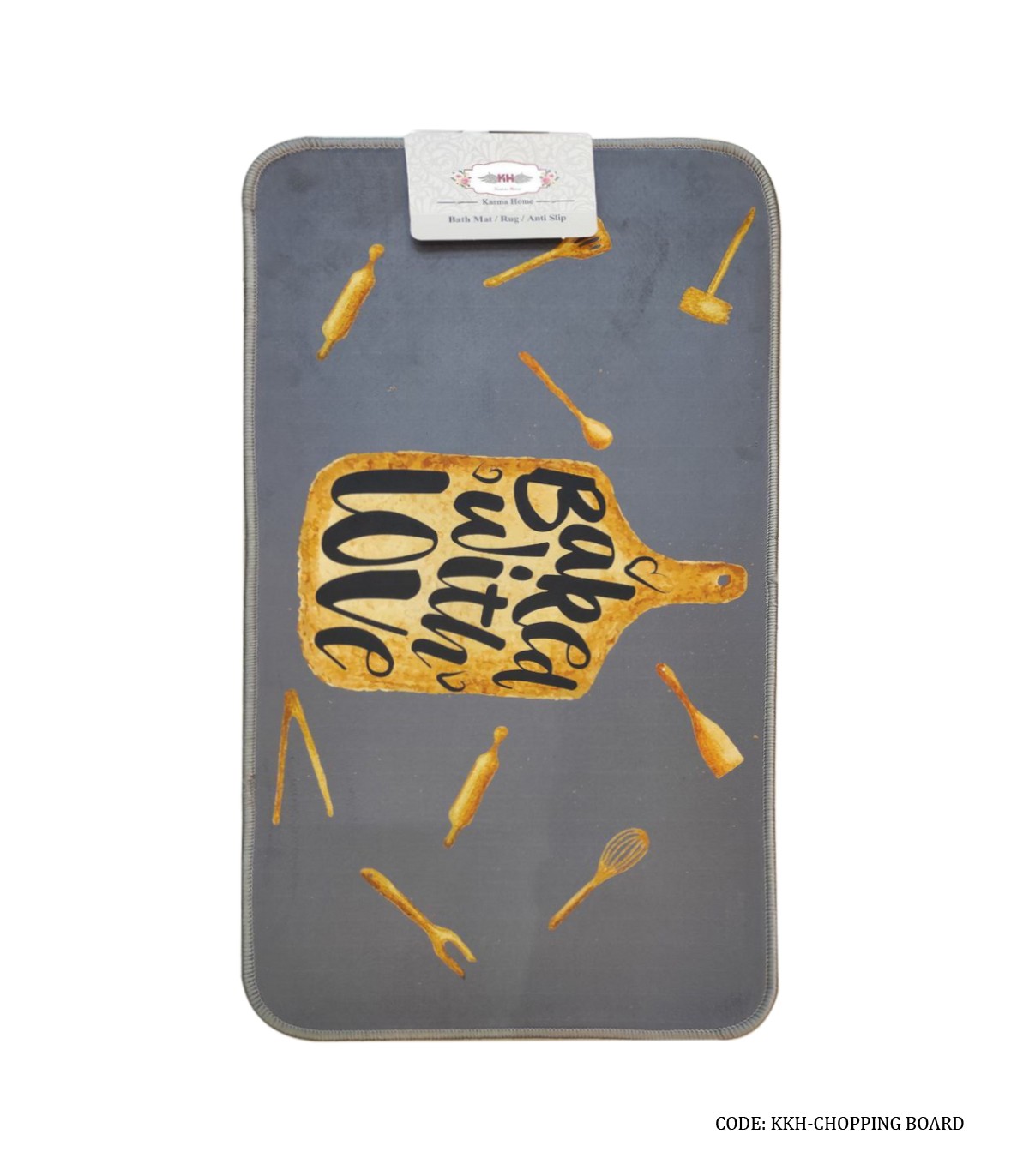 فرش جلو سینک ظرفشویی طوسی مدل Bake With Love