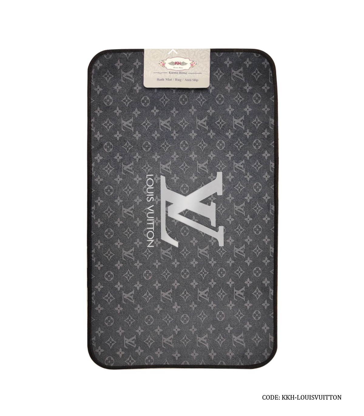 فرشینه طوسی جلو سیک ظرفشویی آشپزخانه طرح برند لویی ویتون