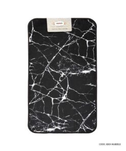 فرشینه جلو سینک ظرفشویی طرح سفید مشکی مرمر