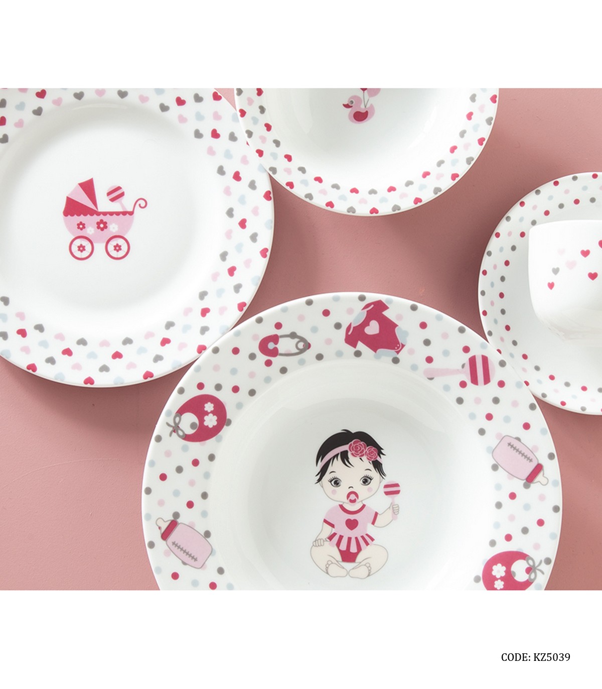 سرویس غذای کودک زرین طرح New Born صورتی