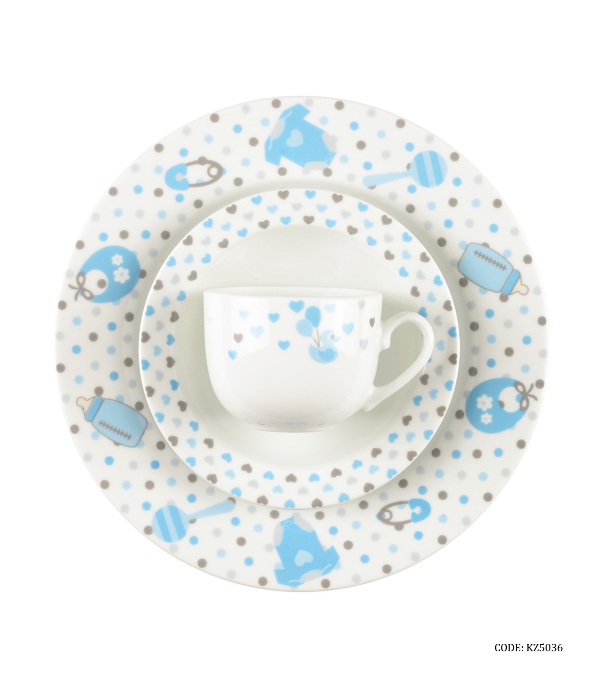 سرویس چینی نوزاد زرین طرح New Born آبی