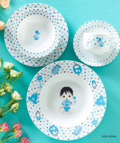 سرویس چینی نوزاد زرین طرح New Born آبی