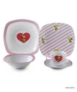 سرویس غذا خوری چینی کودک طرح اسنوپی صورتی زرین