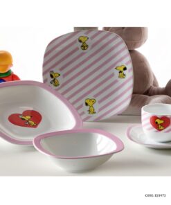 سرویس غذا خوری چینی کودک طرح اسنوپی صورتی زرین